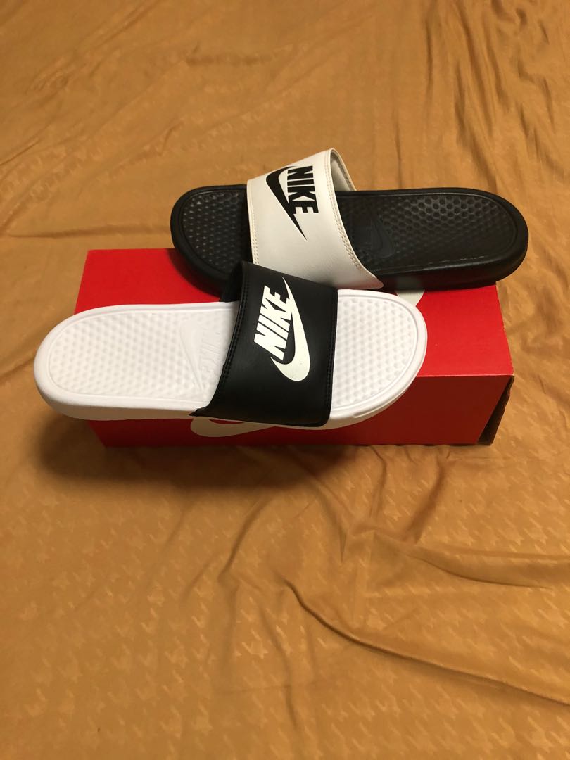 Rare Nike Benassi (Mismatch) “Ying Yang” not yeezy slides boost air max,  Men's Fashion, Footwear, Flipflops and Slides on Carousell