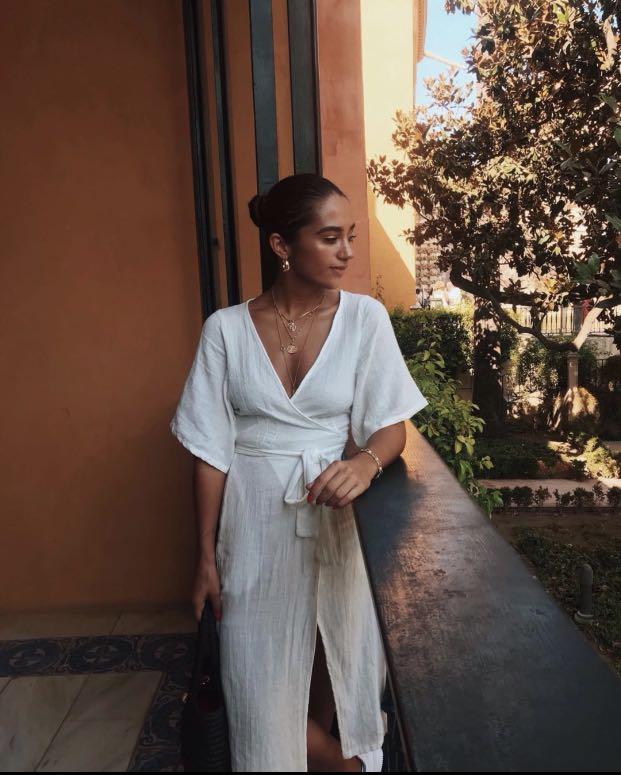 Urban outfitters linen wrap dress sale