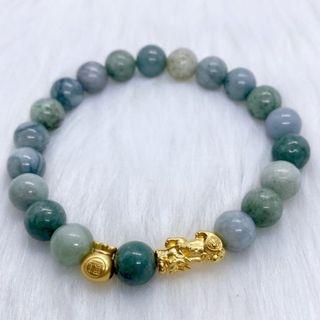 24K Piyao with Money Bag in Real Jade Stone
