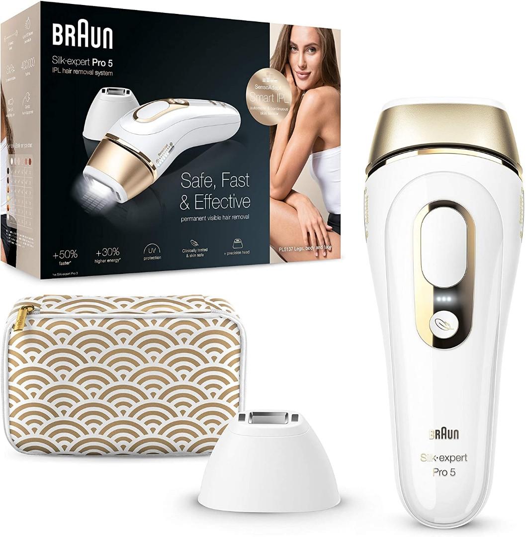 全新百靈Braun Silk Expert Pro 5 PL5137 IPL 脫毛機(含精密頭及便攜袋 