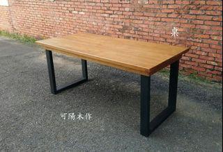 【可陽木作】原木鐵腳長桌(柚木色) / U型鐵腳桌 / 造型桌 / 柚木色餐桌 / 客製木桌 / 茶几