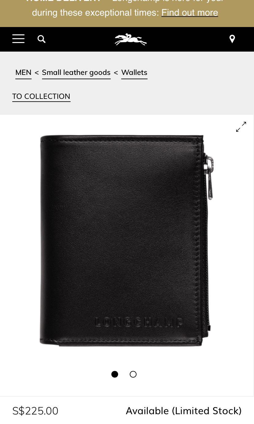 Authentic Longchamp Leather Baxi Compact Wallet, Men's Fashion, Watches