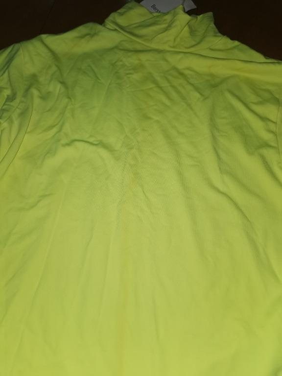 Bershka neon green bright highlighter long sleeve mock neck turtleneck top cropped Women s Fashion Tops Others Tops on Carousell