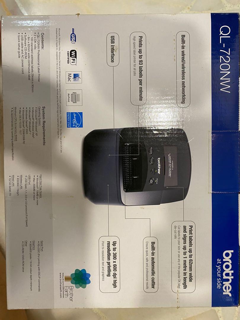 Brother QL-720NW - Wireless Label Printer, Computers & Tech ...