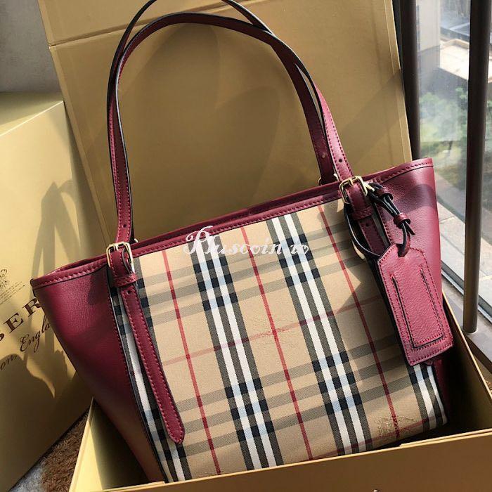 Burberry small canter in horseferry check and leather sales