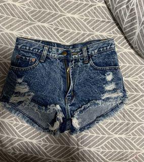 Dark blue ripped denim Shorts