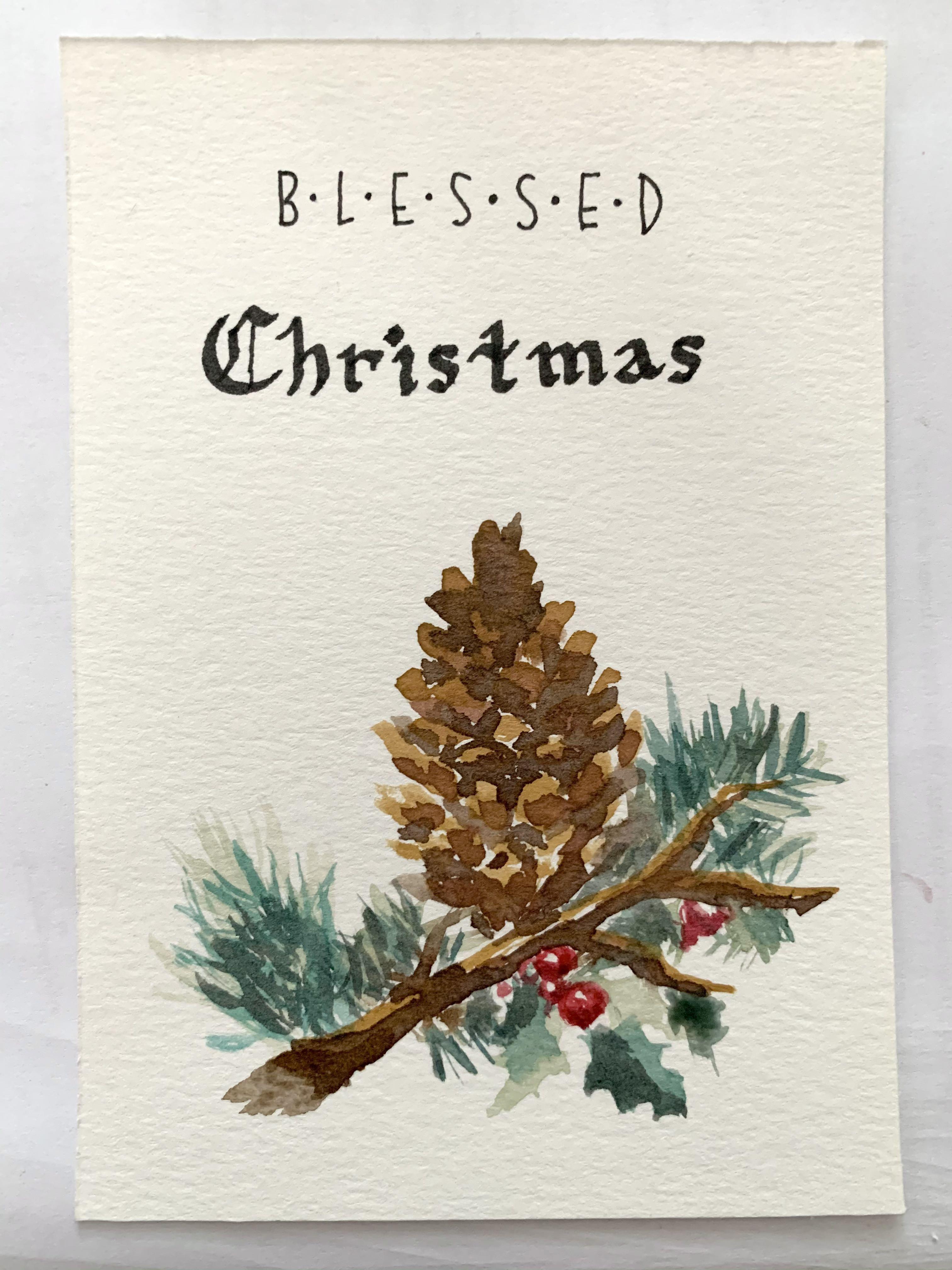 Hand Painted Watercolour Christmas Card Design Craft Handmade Craft On Carousell