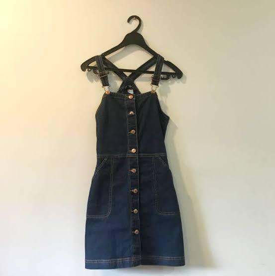 H\u0026M Denim Bib Overall Dress, Fesyen 