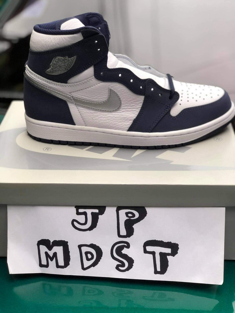 navy blue and light blue jordan 1