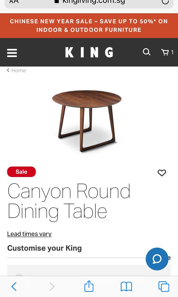 King Living Canyon Round Dining Table (Solid Wood), Furniture & Home ...