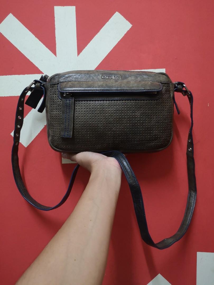 Lacoste leather sling clutch bag