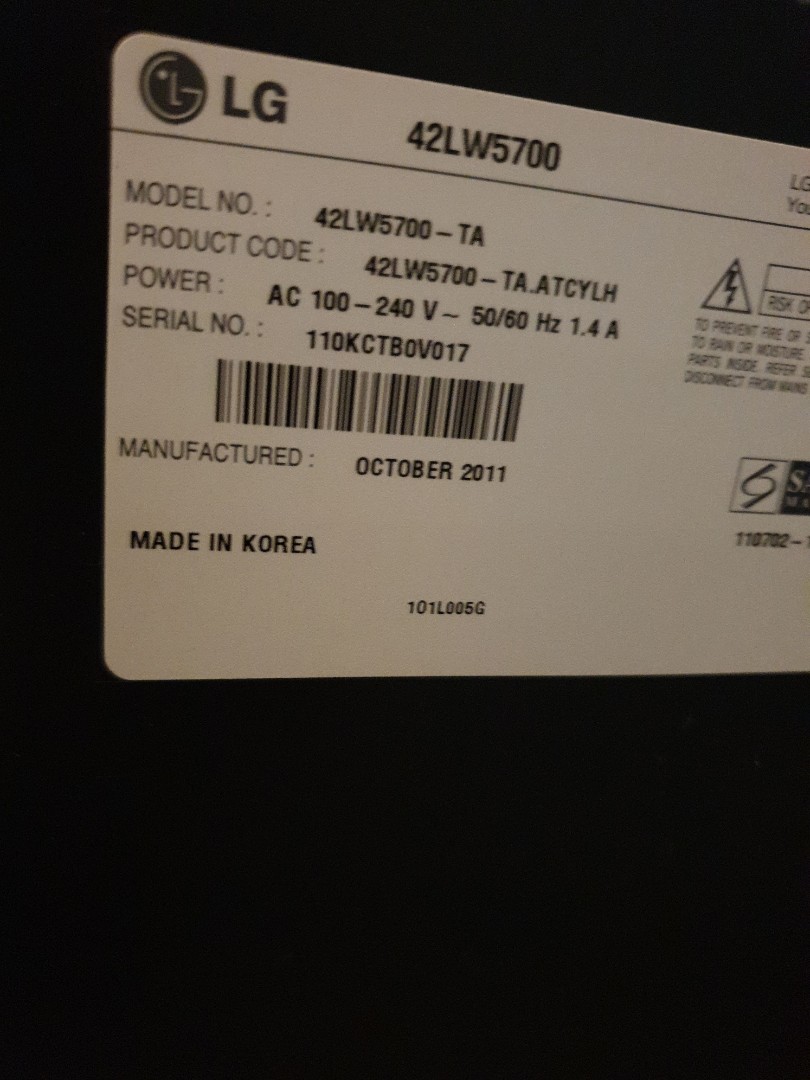 Lg 42 inch tv, stopped working, TV & Home Appliances, TV