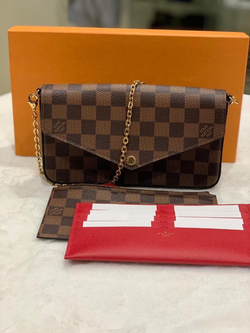 Brown Damier Ebene Coated Canvas and Red Leather Daily Pouch Gold Hardware,  2019