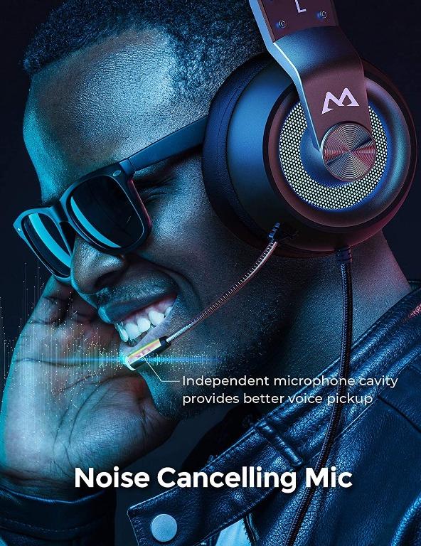 Mpow Gaming Headset For Ps4 Xbox One Pc Ps5 Eg3 Pro Stereo Surround Sound Headset With Noise Cancellation Mic In Line Control Over Ear Gaming Headphones With Led Light Crumpled Packaging Electronics