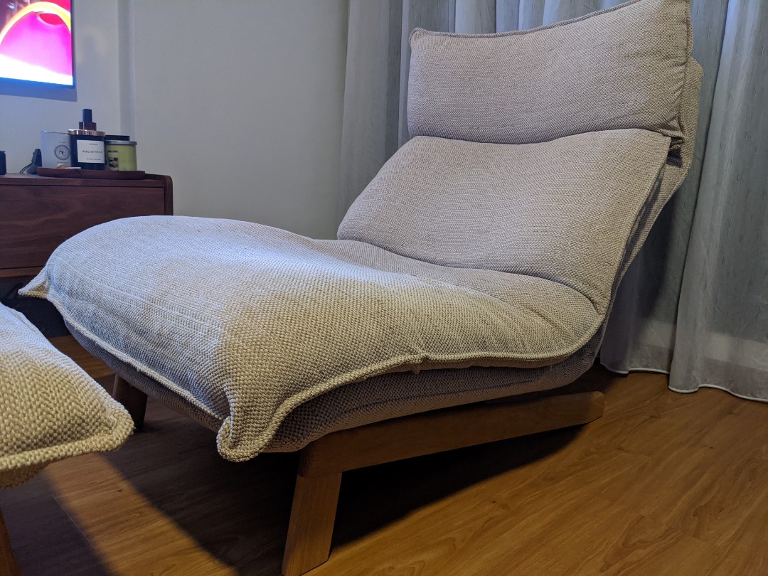 Muji Recliner Chair and Footrest, Furniture & Home Living, Furniture