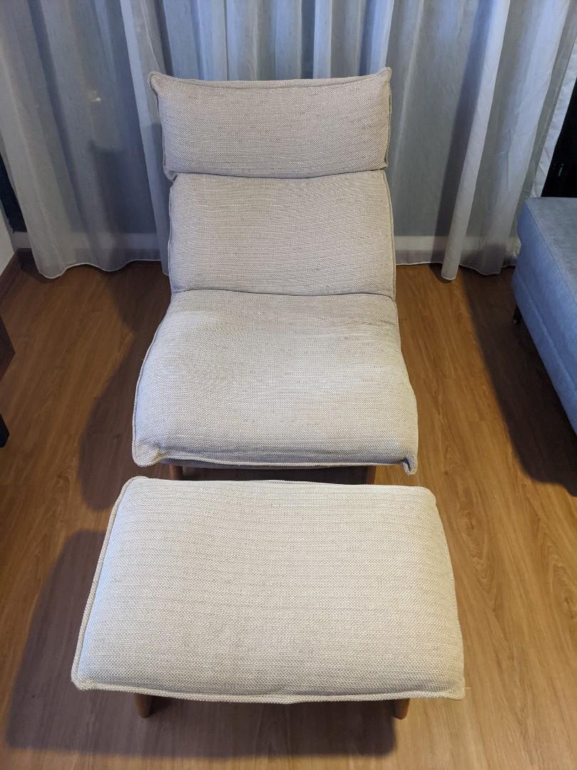 Muji Recliner Chair and Footrest, Furniture & Home Living, Furniture
