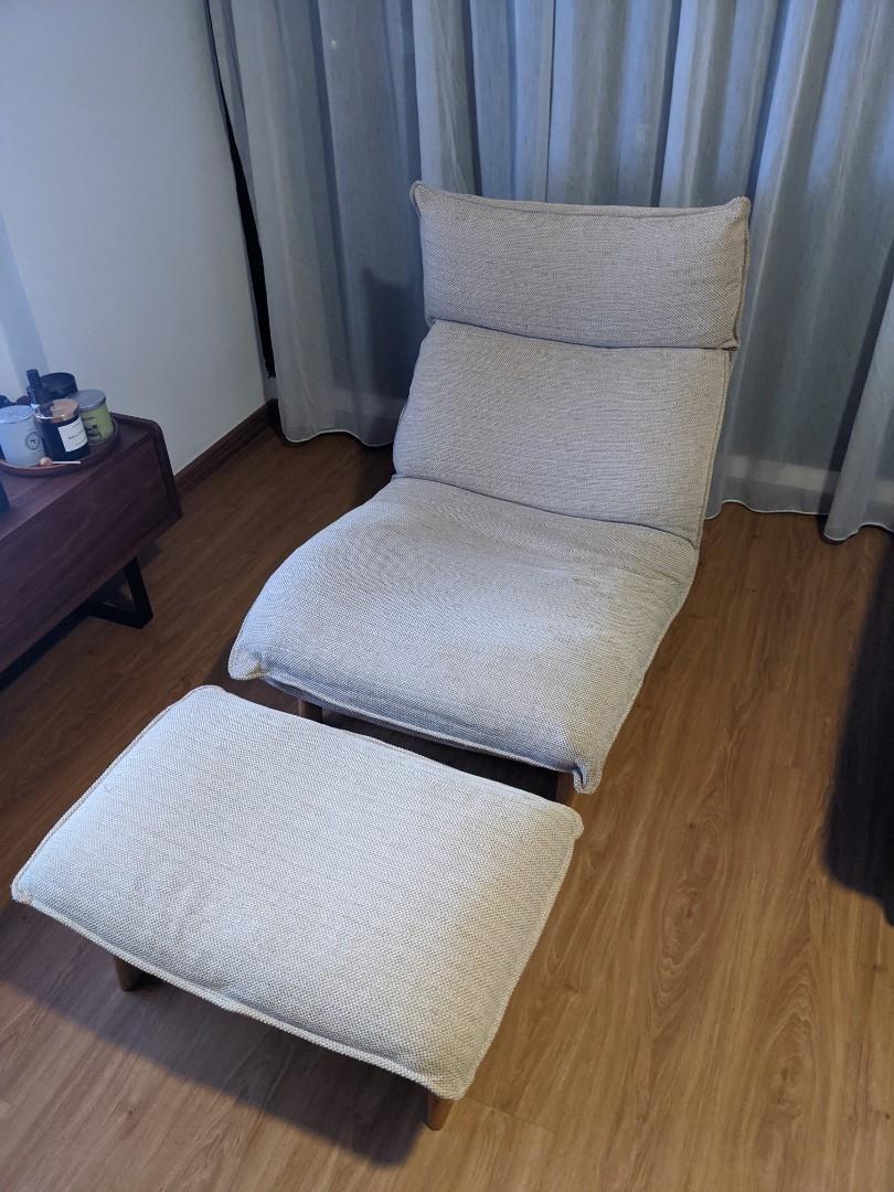Muji Recliner Chair and Footrest, Furniture & Home Living, Furniture