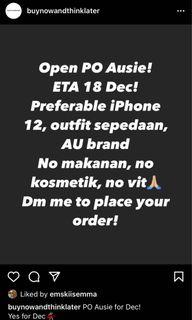Open PO Ausie ETA 16-18 Dec 2020