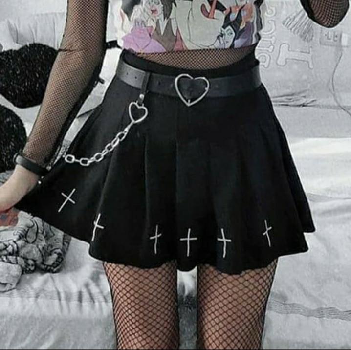 PO |Black Egirl Mini Skirt Edgy Emo Grunge Aesthetic Trendy Pleated ...