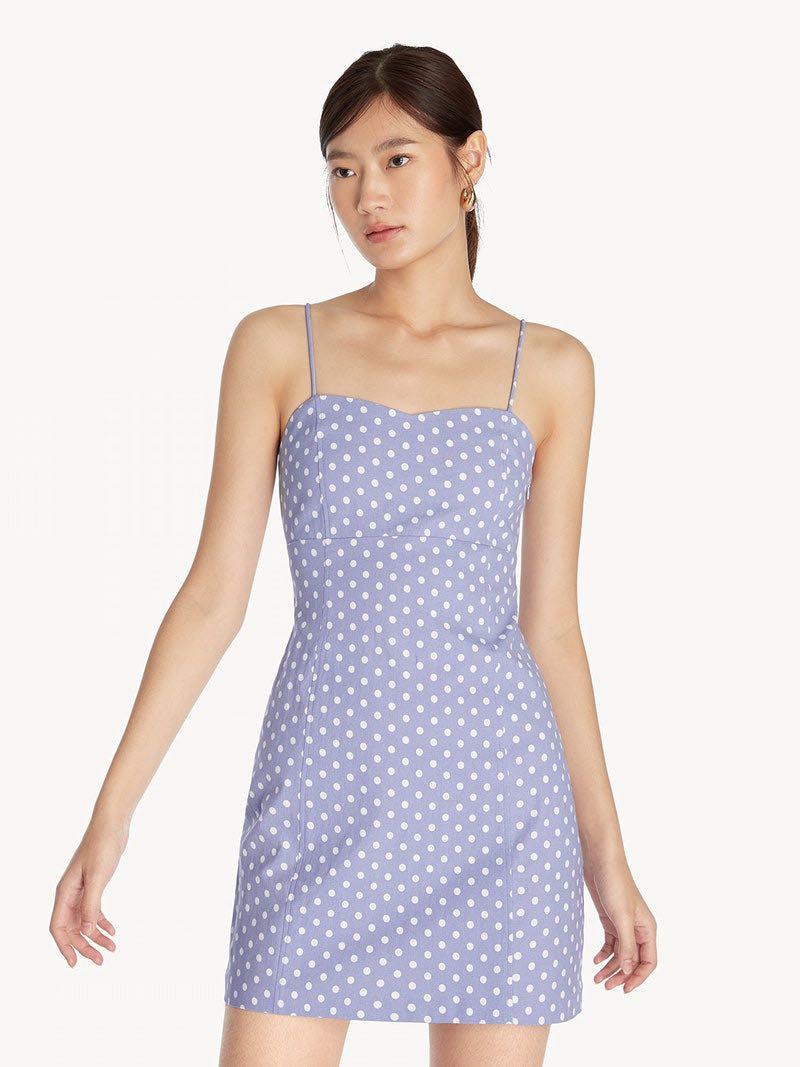 Pomelo Light Blue Polka Dot Dress, Women's Fashion, Dresses u0026 Sets, Dresses  on Carousell