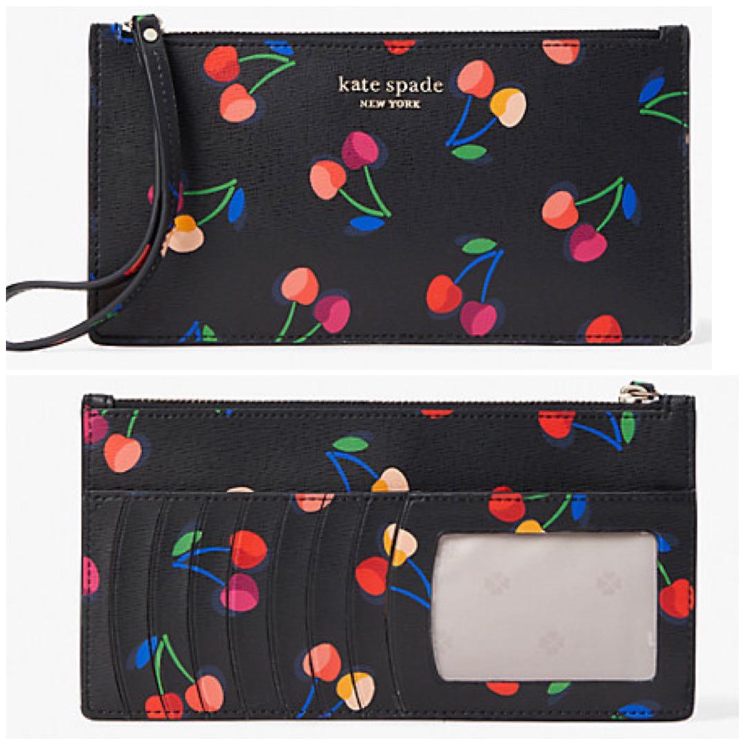 SALES Kate Spade Spencer Cherries Phone Wristlet Clutch Wallet Card Holder Black Multi Rainbow Women s Fashion Bags Wallets Wallets Card Holders on Carousell