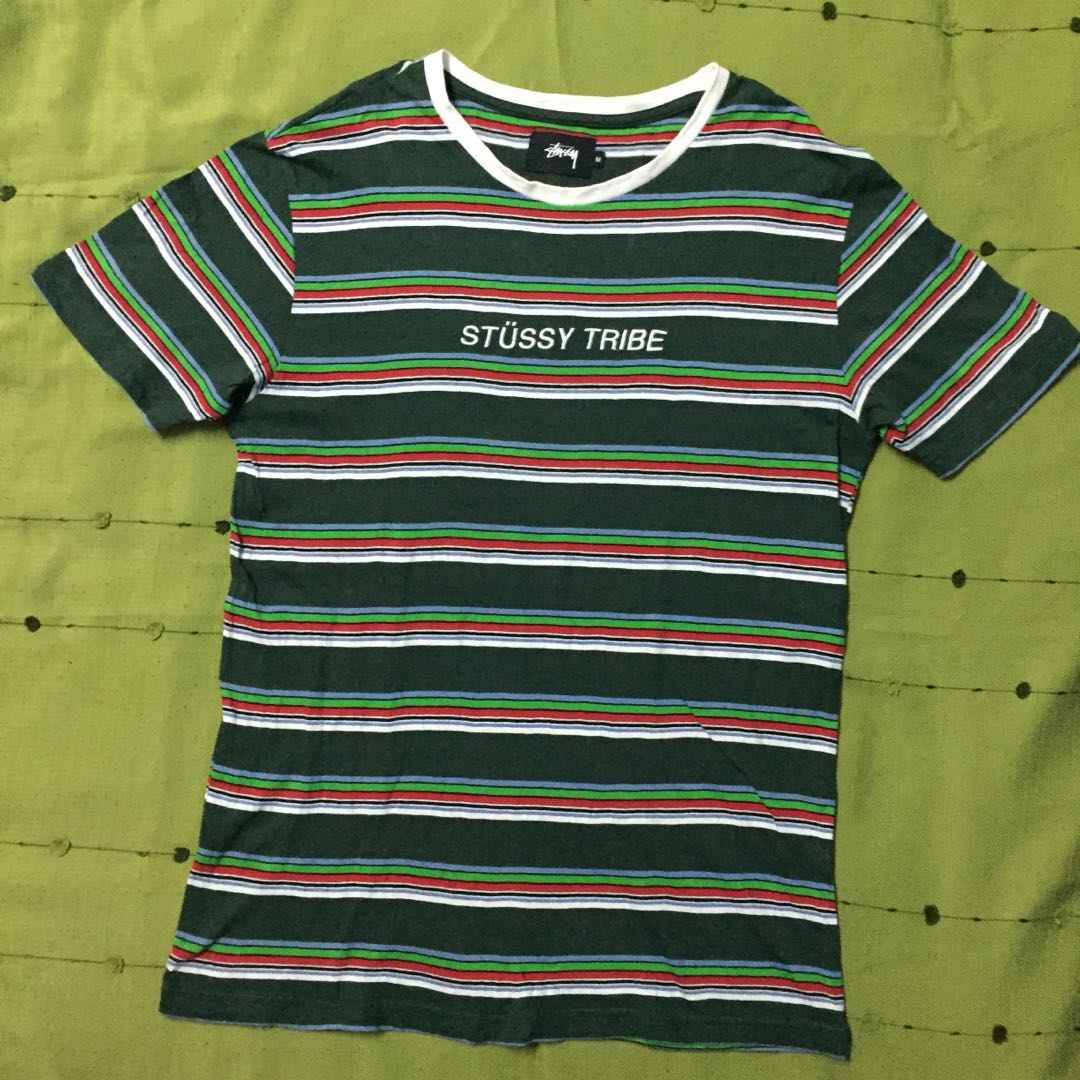 Stüssy Green Striped Shirt, Men's 