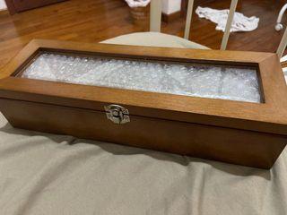 Vintage watch case, solid cherry wood