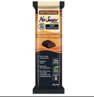 Well Naturally Dark Chocolate Valencia OrangeNo Sugar Added 45g- Imported from Australia