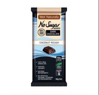 Well Naturally Dark Chocolate Coconut Rough No Sugar Added 90g- Imported From Australia