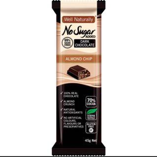 Well Naturally Dark ChocolateAlmond Chip No Sugar Added 45g - Imported from Australia