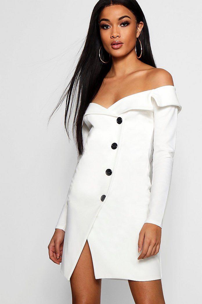 off shoulder jacket dress