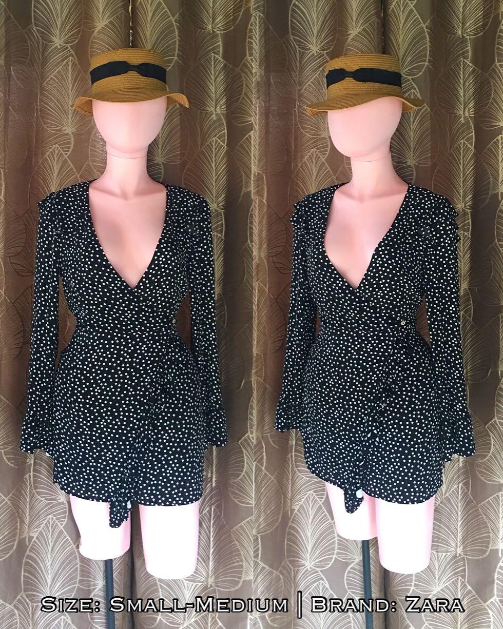 Zara Polka Dot Ruffled Romper Women S Fashion Dresses Sets Rompers On Carousell
