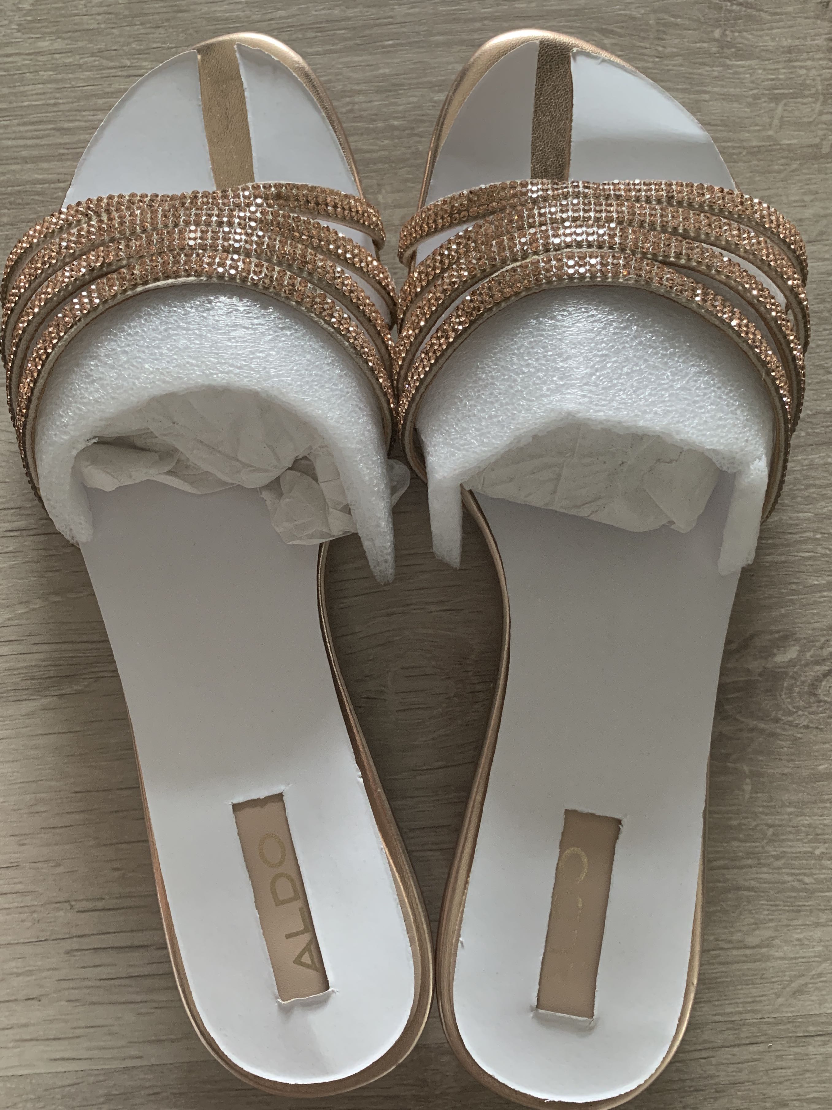 ALDO Pink Rhinestone Embellished Edendadia Slide Sandals Size US