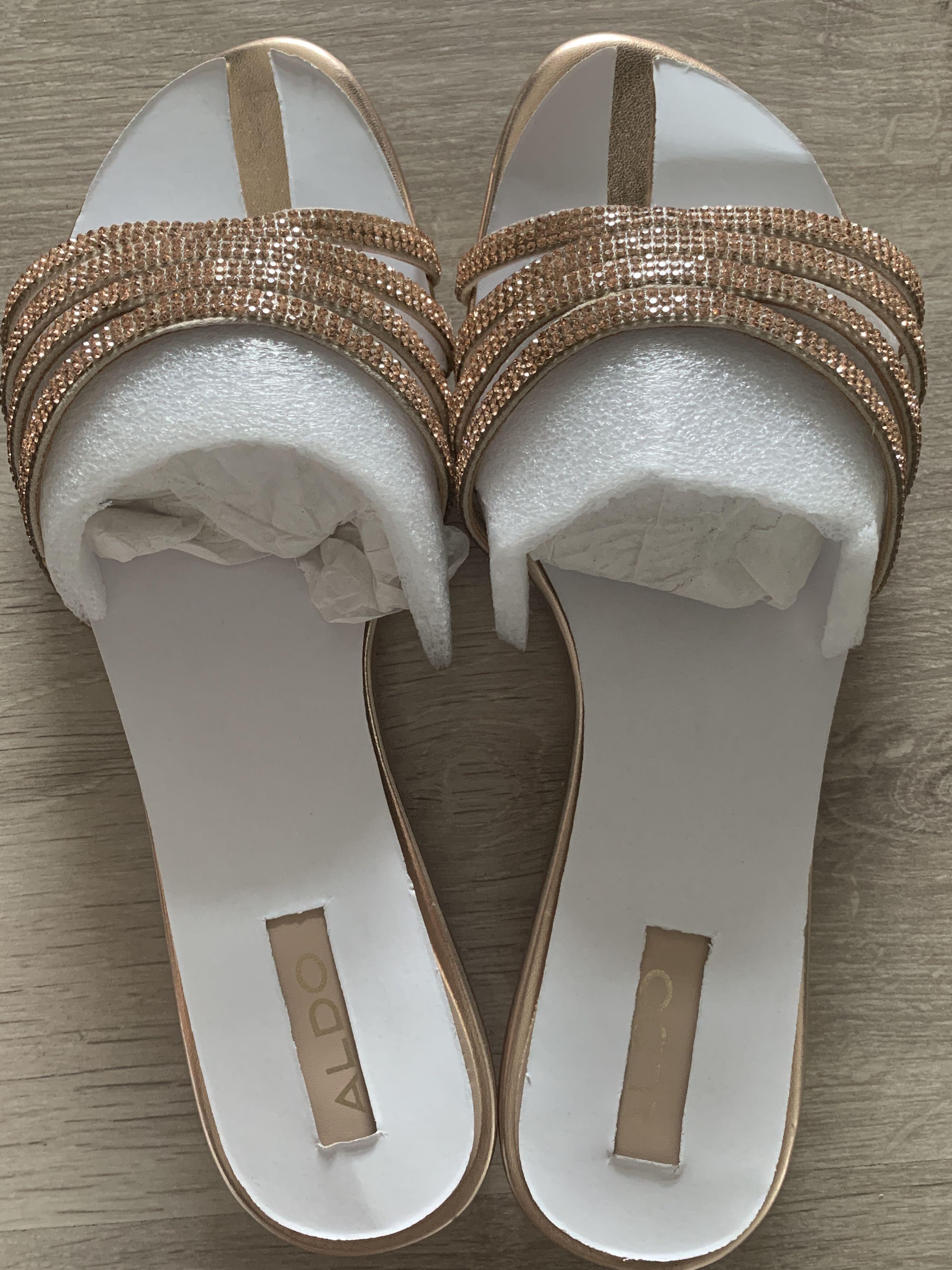ALDO Pink Rhinestone Embellished Edendadia Slide Sandals Size US