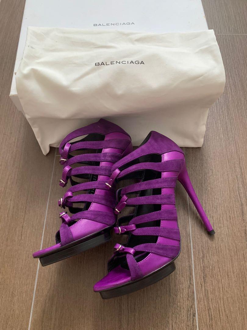 Balenciaga Caged Heels in Purple Size 37.5 Women s Fashion