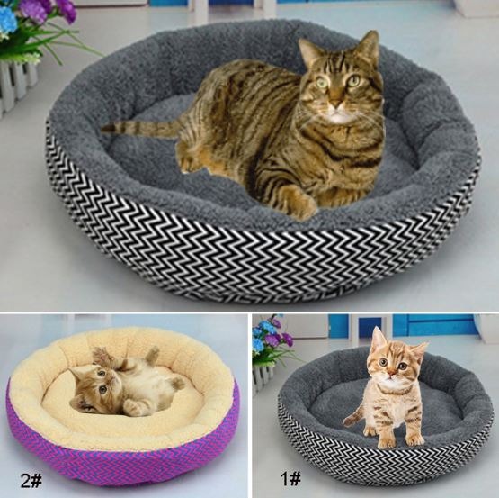 Bed Tilam kucing dog bulat zig zag berbulu selesa lembut (28115 