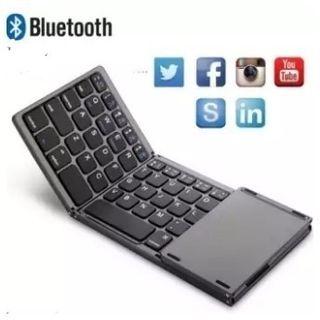 Bluetooth Keyboard 3 Layered Folding Touchpad Rechargeable Portable BT Wireless Foldable