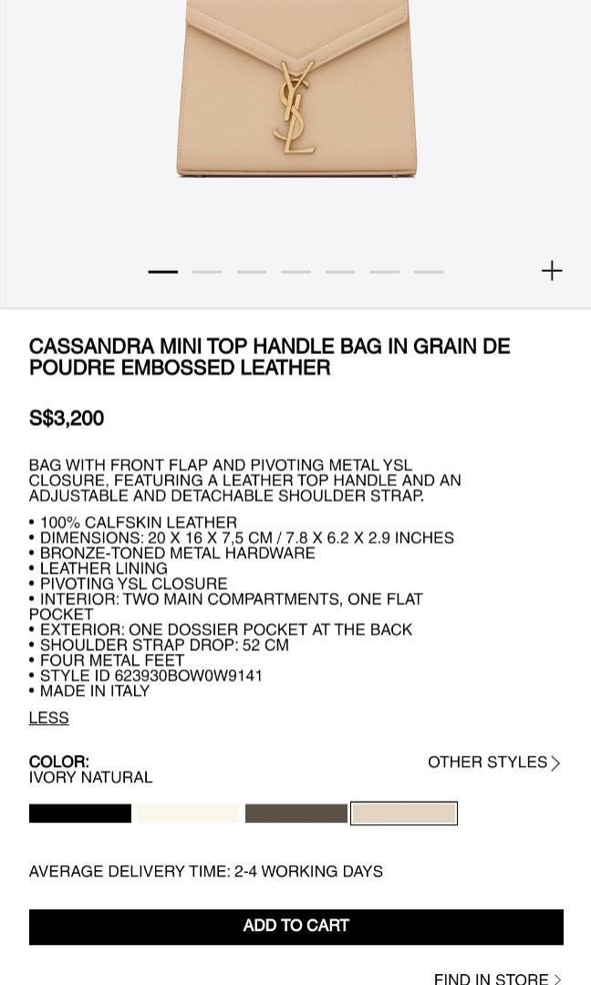 cassandra mini top handle bag in grain de poudre embossed leather