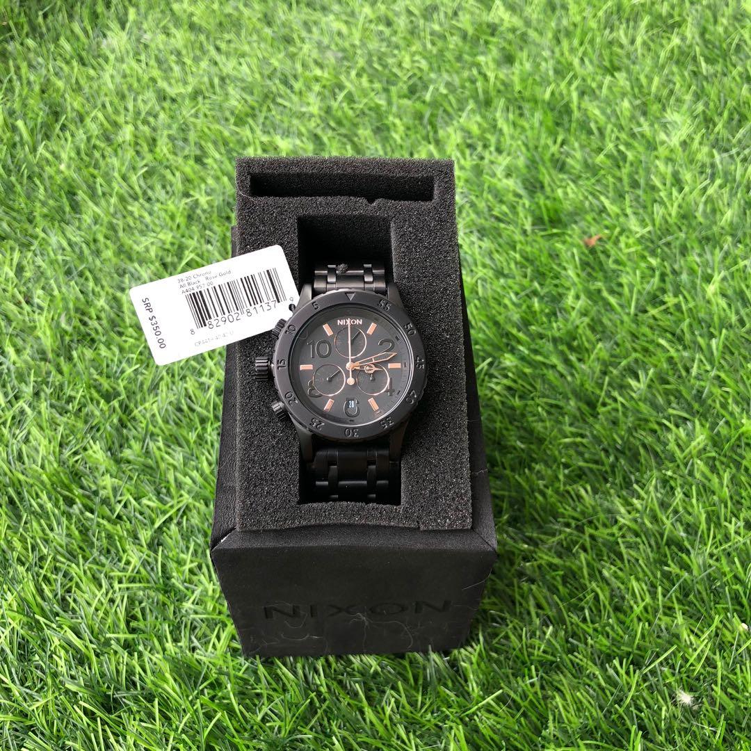 Brand new with tag Nixon 38 20 Chrono Watch All Black Rose Gold