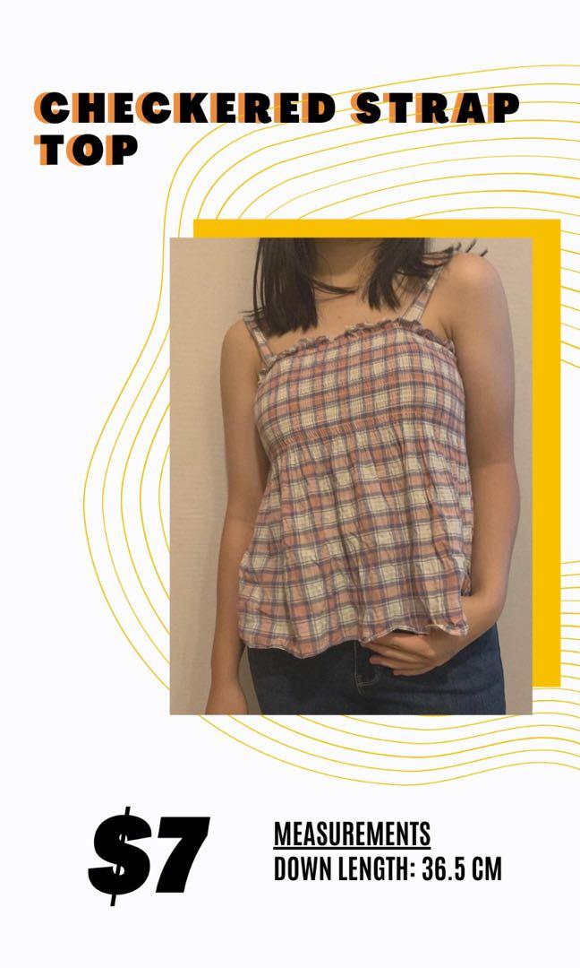 Checkered Stripe Top Women S Fashion Clothes Tops On Carousell