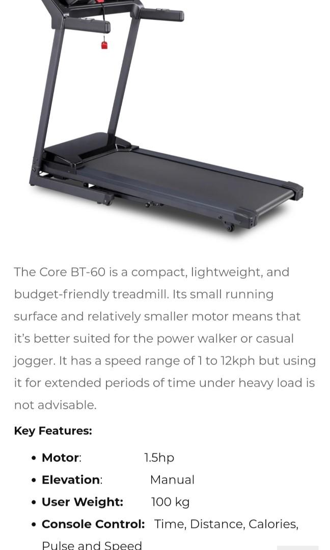 Core bt60 2025 treadmill manual
