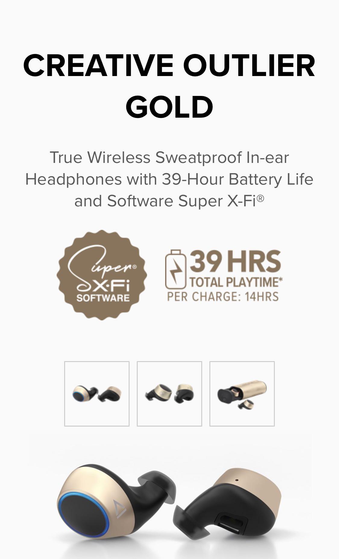 Creative Outlier Gold Wireless Headphones Audio Earphones on Carousell