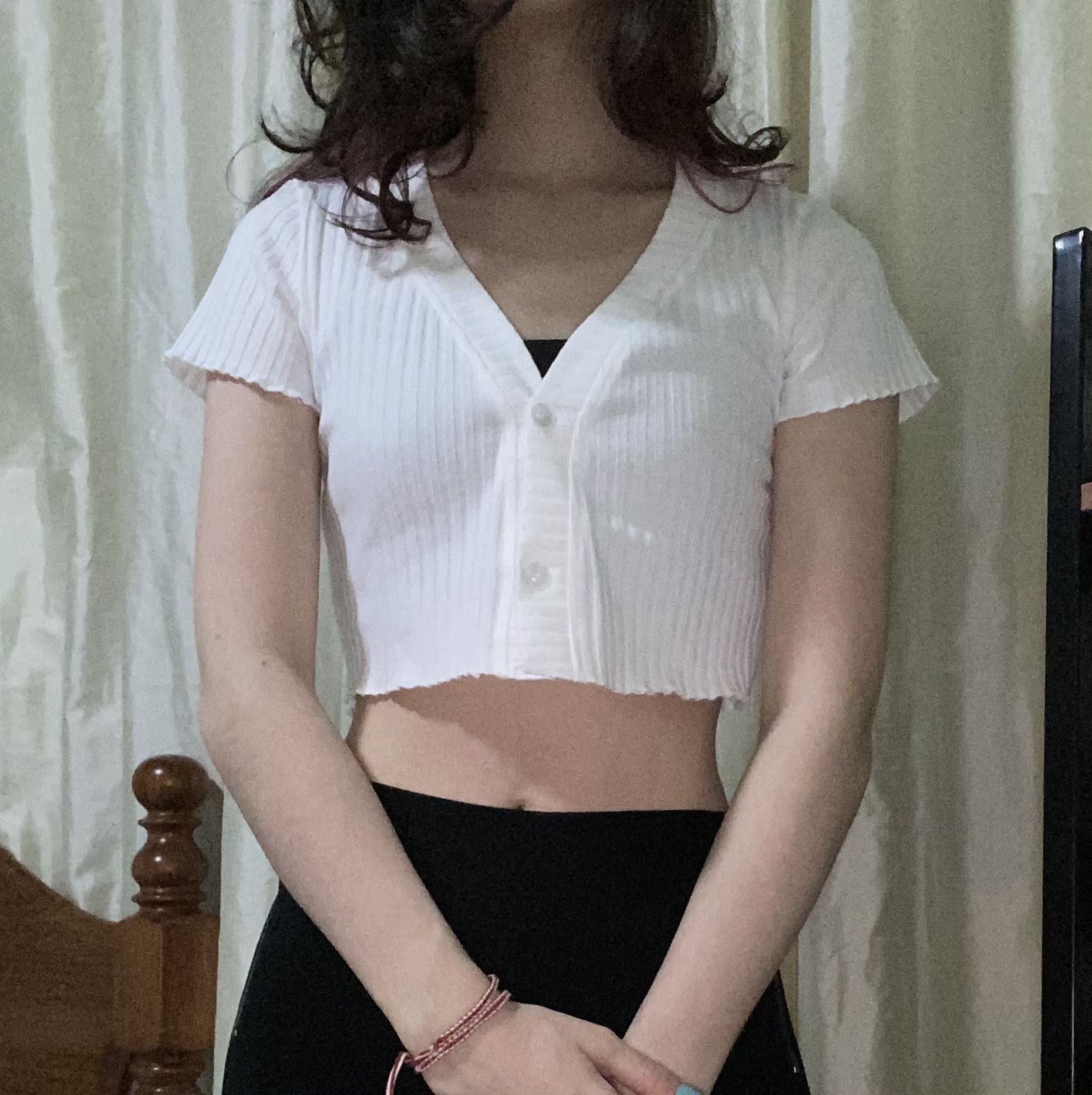 white button up cardigan top