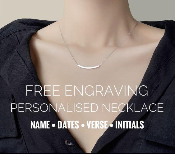 Customised 925 Silver Necklace Engrave Personalised Women s