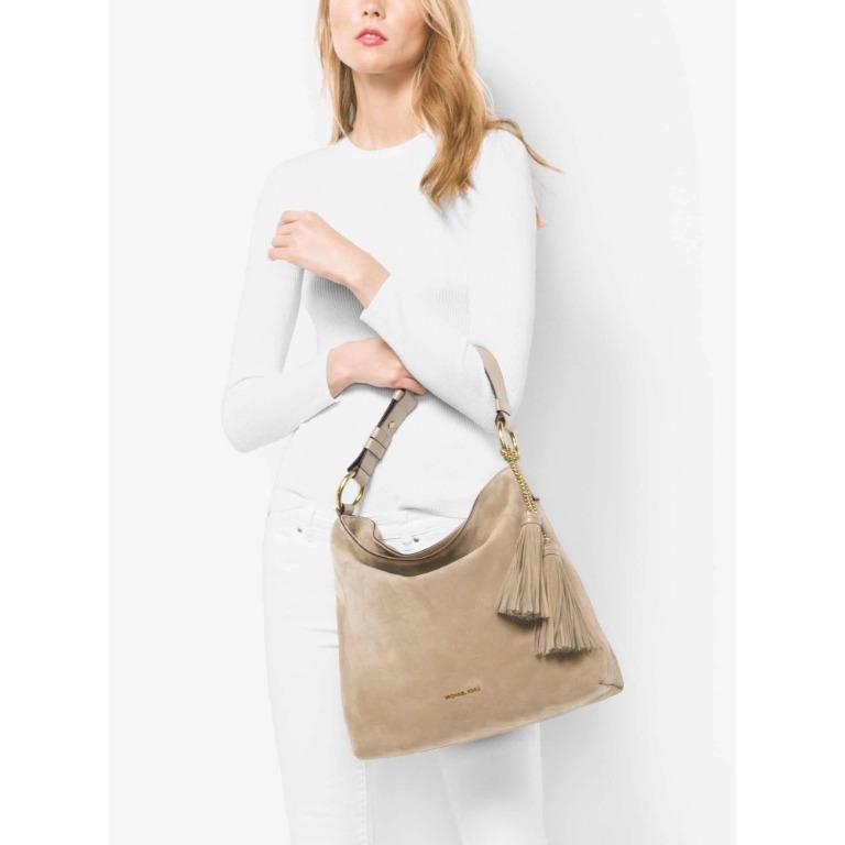 Elyse Large Suede Shoulder Bag Michael Kors Women s Fashion