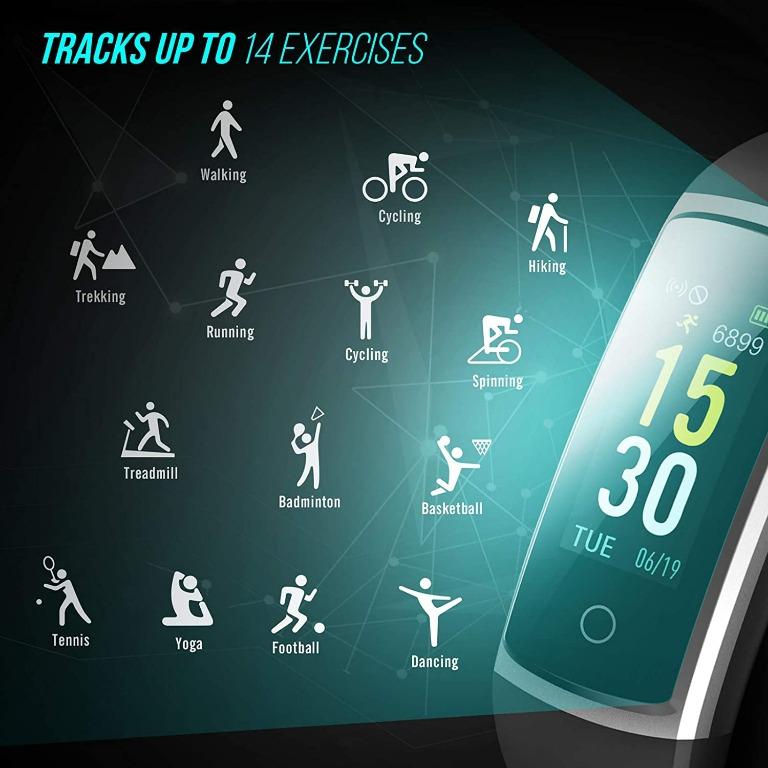 FITFORT Smart Fitness Tracker Watch Heart Rate Blood Pressure
