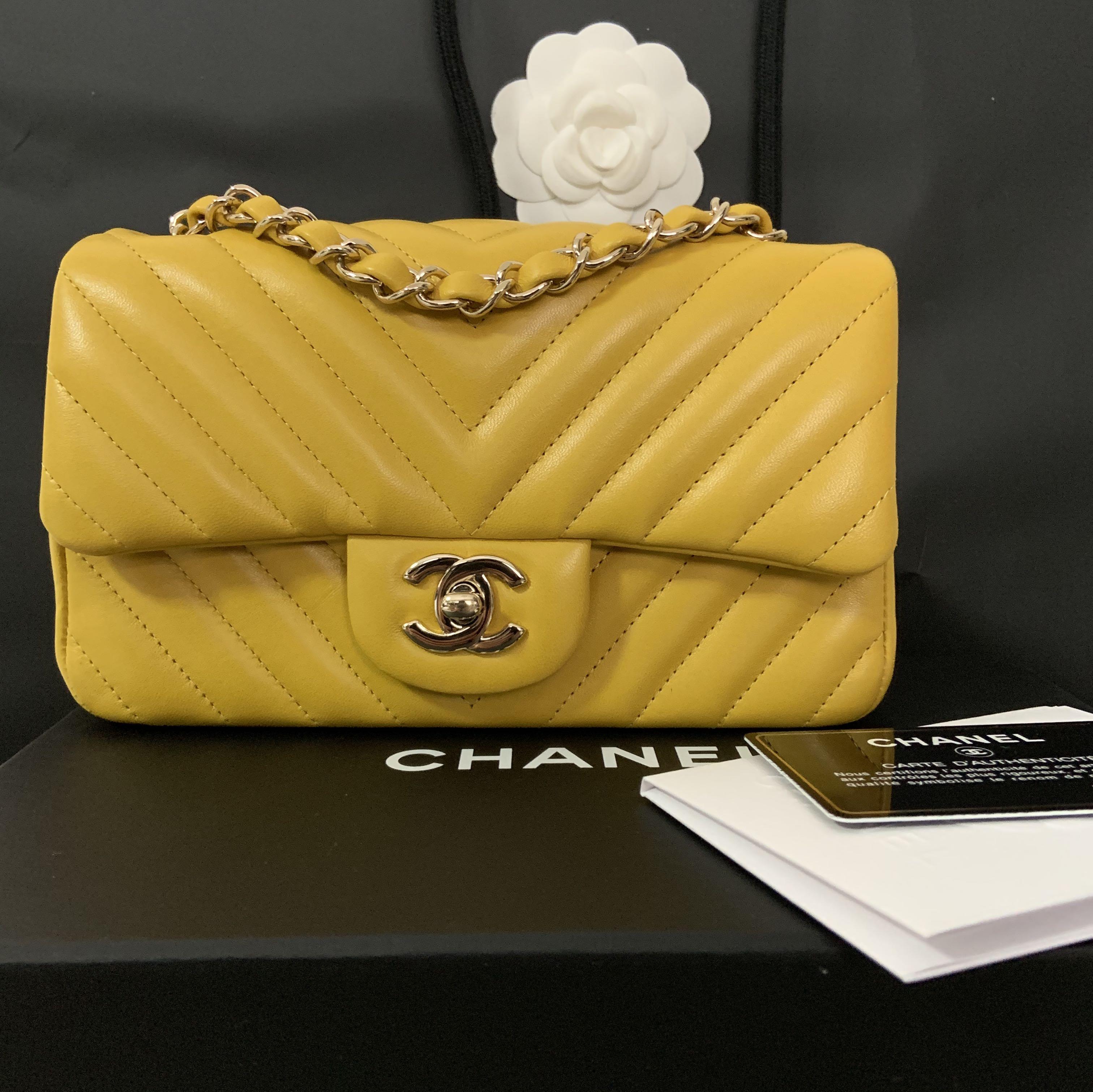 CHANEL Lambskin Quilted Mini CC Pearl Crush Flap Yellow  Vintage by Misty