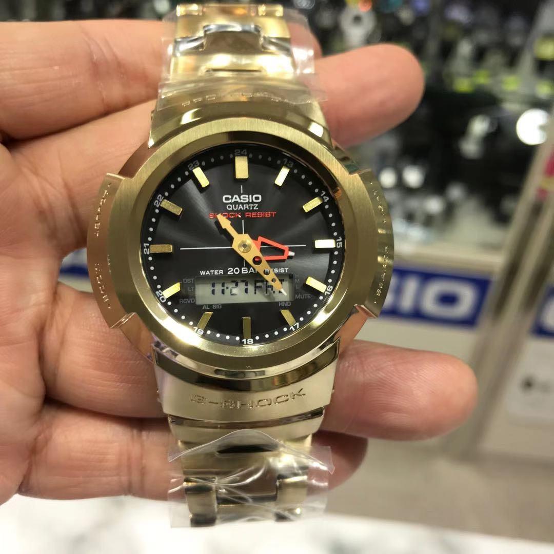 G-shock 全新系列AWM-500GD-9A 金色鋼帶商務款, 男裝, 手錶及配件 