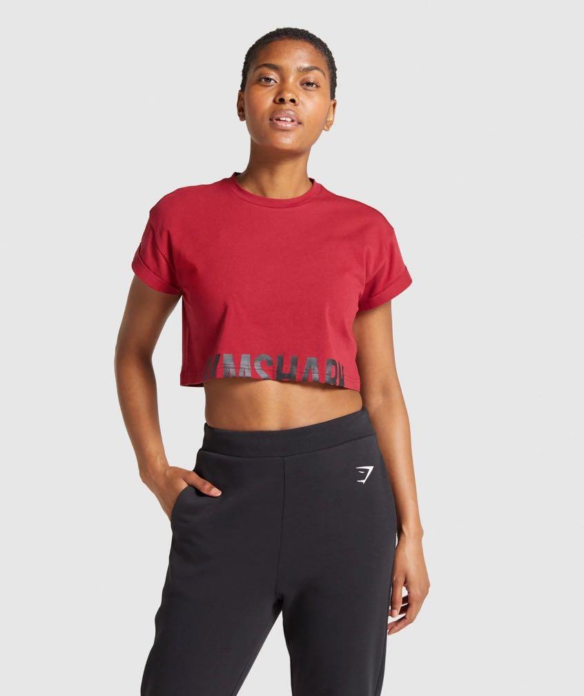 Gymshark - Fraction Crop Top (Burgundy), Women's Fashion, Activewear on  Carousell