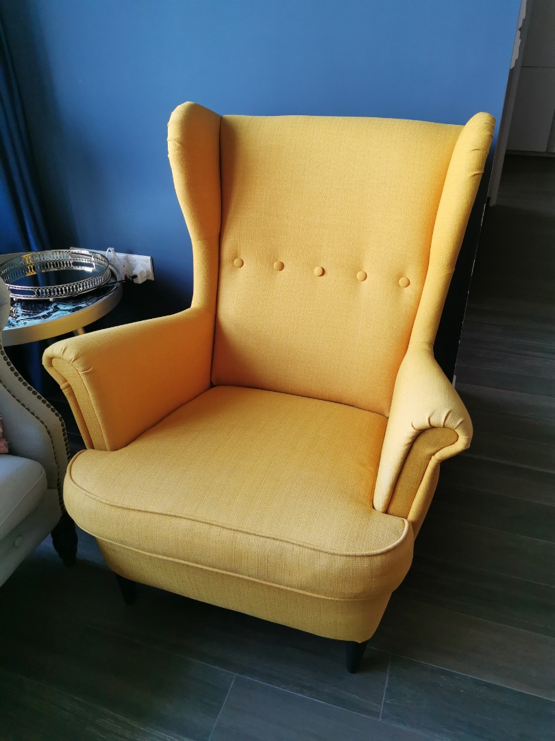 IKEA Yellow Armchair Strandmon, Furniture & Home Living, Furniture